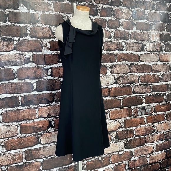Les Copains Dress Italy Sleeveless Midi Cowl Neck Black Size 42 US 6 - Picture 6 of 16